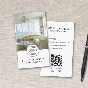 Carte De Visite Logo Concepteur d'intérieur Photo QR Réseaux Socia