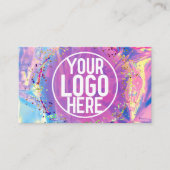 Carte De Visite Logo Confetti Parties scintillant Holographe rose  (Devant)