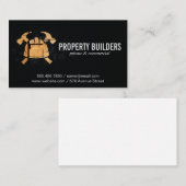 Carte De Visite Logo Construction | Bois | Casque Marteaux (Devant / Derrière)