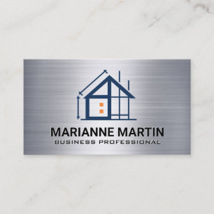 Carte De Visite Logo Construction   Métal   Entrepreneur 