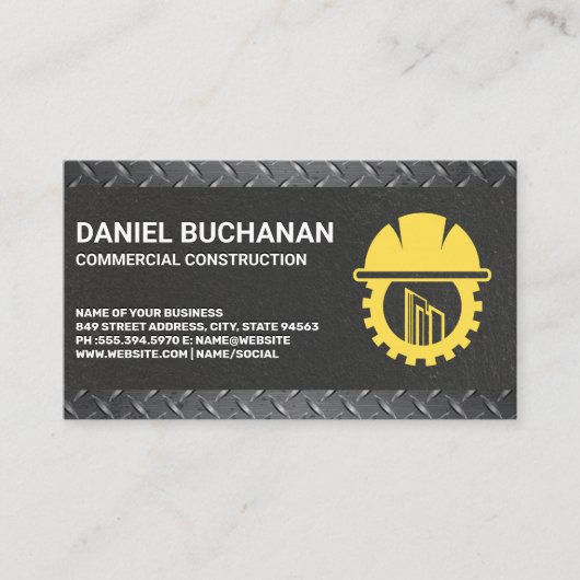 Carte De Visite Logo Construction | Scie Circulaire | Acier (Devant)
