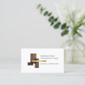 Carte De Visite Logo Contractor Wood Gold (Debout devant)