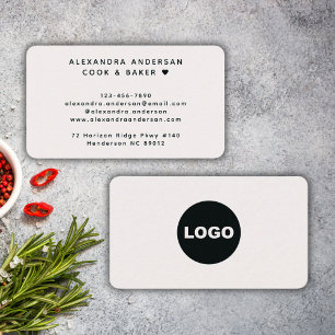 Carte De Visite Logo Cook Baker Arrondi Beige Minimal
