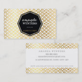 Carte De Visite LOGO cool rustique motif feuille d'or emblème octa (Devant / Derrière)