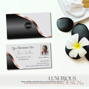 Carte De Visite Logo couleur or Rose gris clair noir