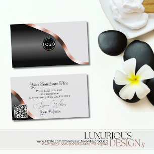 Carte De Visite Logo couleur or Rose gris clair noir brillant Code