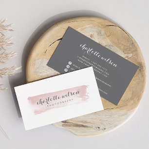 Carte De Visite Logo couleur rose et gris Rose poussiéreux