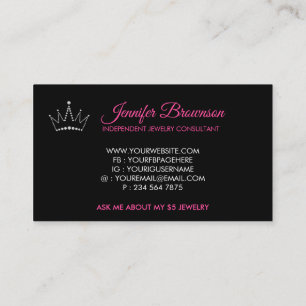 Carte De Visite Logo Couronne Rose Accessoires de Bijouterie Merci