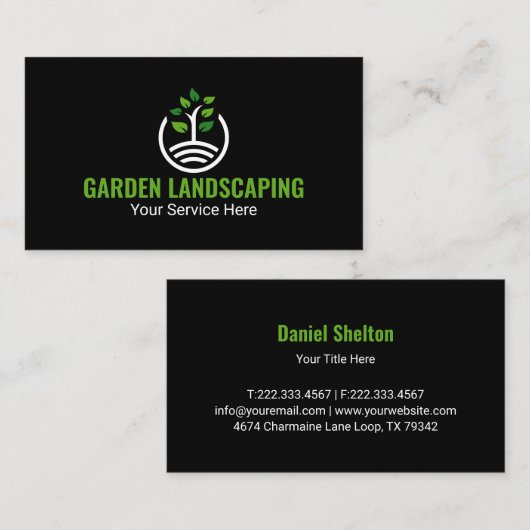 Carte de visite logo croissance arbre vert moderne (Devant / Derrière)