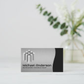 Carte De Visite Logo Cubed moderne | Noir argenté (Debout devant)