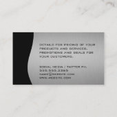 Carte De Visite Logo Cubed moderne | Noir argenté (Dos)