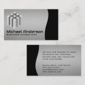 Carte De Visite Logo Cubed moderne | Noir argenté (Devant / Derrière)