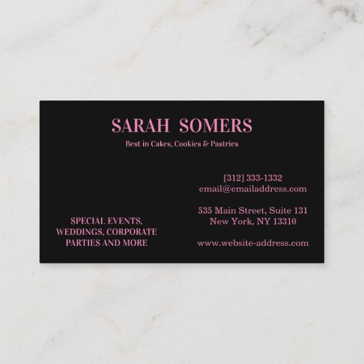 Carte De Visite Logo Cupcake Moderne Boulangerie Chef Cuisine Conf (Dos)