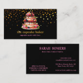 Carte De Visite Logo Cupcake Moderne Boulangerie Chef Cuisine Conf (Devant / Derrière)