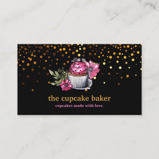 Carte De Visite Logo Cupcake Moderne Boulangerie Chef Cuisine Conf (Devant)