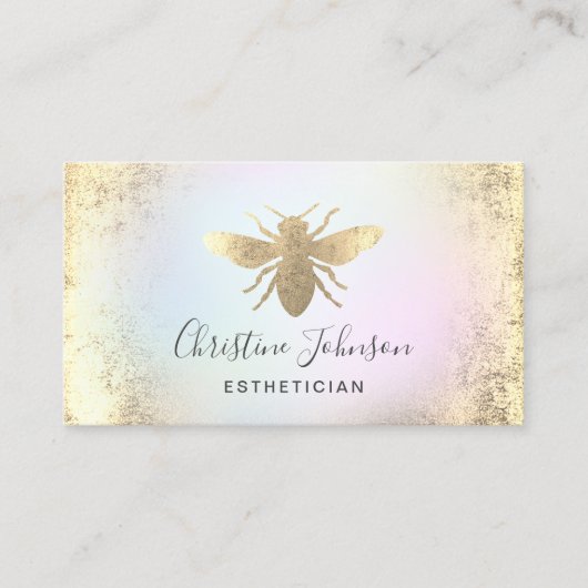 Carte De Visite Logo d'abeille en feuille d'or FAUX sur les couleu (Devant)