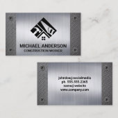 Carte De Visite Logo d'accueil des outils de construction | Métal  (Devant / Derrière)