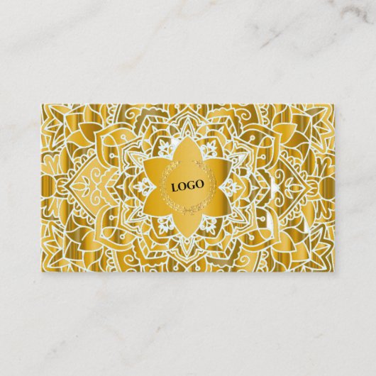 Carte De Visite Logo d'affaires Gold Mandala (Devant)