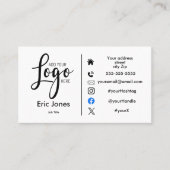 Carte De Visite LOGO D'AFFAIRES PERSONNALISÉ moderne noir et blanc (Devant)