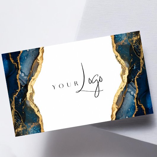 Carte De Visite Logo d'Agate bleu de la marine moderne