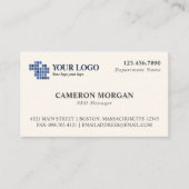 Carte De Visite Logo d'ajout de gris blanc blanc blanc (Devant)