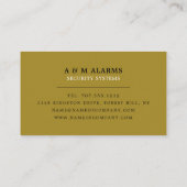 Carte De Visite Logo d'alarme Black & Gold, Service d'alarme de sé (Dos)