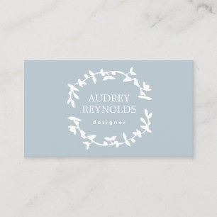 CARTE DE VISITE LOGO D'ALERTE À LA FEUILLE BOHÉMIENNE SUR BLEU
