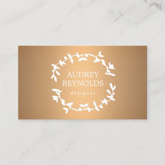 CARTE DE VISITE LOGO D'ALERTE DE FEUILLES BOHÉMIENNES SUR CUIVRE (Devant)