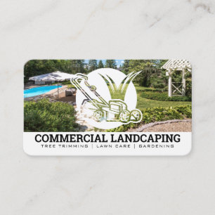 Carte De Visite Logo d'aménagement paysager de tondeuse à gazon
