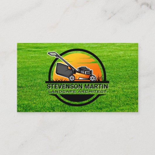Carte De Visite Logo d'aménagement paysager des tondeuses à gazon (Devant)