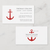 Carte De Visite Logo d'Ancre classique gris et rouge marine (Devant / Derrière)