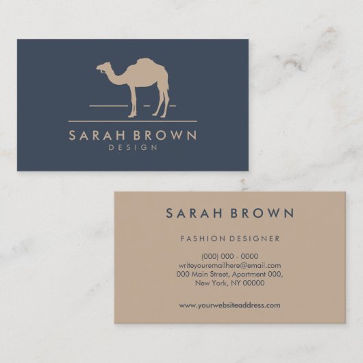 Carte De Visite Logo d'animal du désert Camel de marine (Devant / Derrière)
