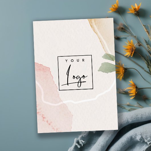 Carte De Visite Logo d'aquarelle couleur verte rose-terre Abstrait