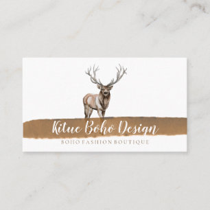 Carte De Visite Logo d'aquarelle Deer Horn Antler Boho