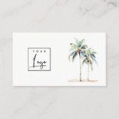Carte De Visite Logo d'aquarelle des palmiers côtiers tropicaux (Devant)