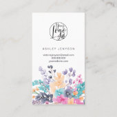 Carte De Visite Logo d'aquarelle fleurie séchée commander merci (Dos)
