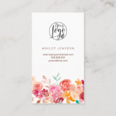 Carte De Visite Logo d'aquarelle florale boho d'automne commander (Dos)