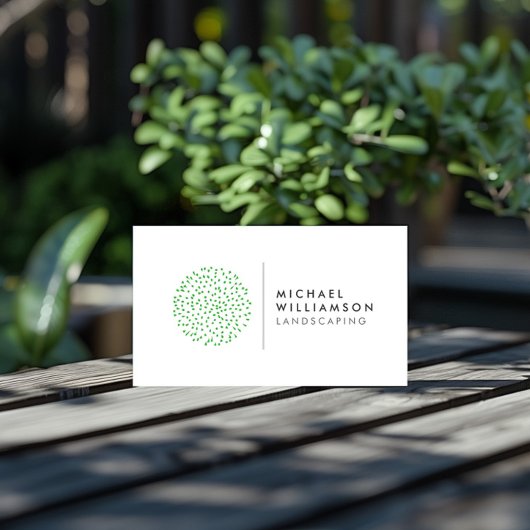 Carte De Visite Logo d'arbuste moderne du jardinier sur blanc