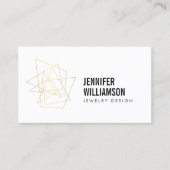 Carte De Visite Logo d'architecture géométrique Abstrait Blanc/Or (Devant)