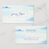 Carte De Visite Logo d'art Abstrait bleu et menthe (Devant / Derrière)