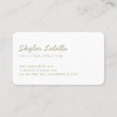 Carte De Visite Logo d'art moderne Floral Botanic Line Vert olive (Dos)