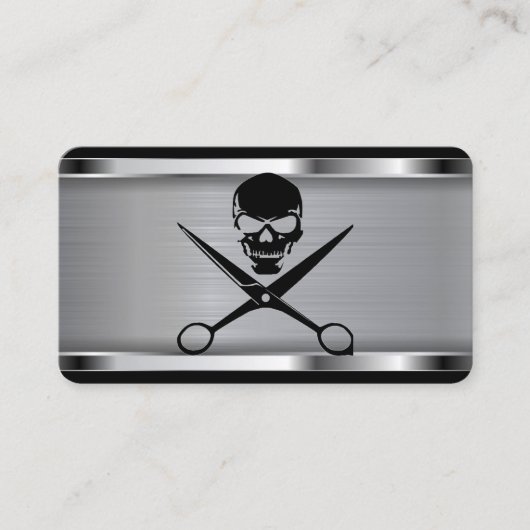 Carte De Visite Logo d'atelier de coiffure / crâne (Devant)