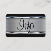 Carte De Visite Logo de barbier noir et argent (Dos)