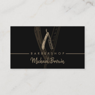 Carte De Visite Logo de barbier rasoir droit