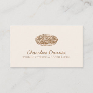 Carte De Visite Logo de beignet au chocolat fait maison rose beige