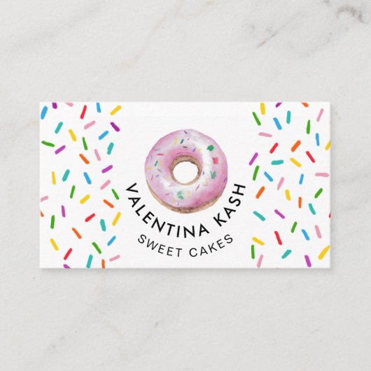 Carte De Visite Logo de beignet rose (Devant)