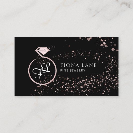 Carte De Visite Logo de bijouterie Abstrait Rose Gold Paint Splatt (Devant)