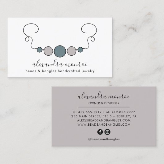 Carte De Visite Logo de bijoux artisanal | Bijouterie (Devant / Derrière)