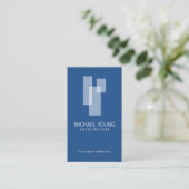 Carte De Visite Logo de blocs architecturaux modernes Blanc/Bleu (Debout devant)