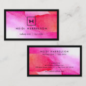 Carte De Visite Logo de boîte avec votre initiale sur l'aquarelle (Devant / Derrière)